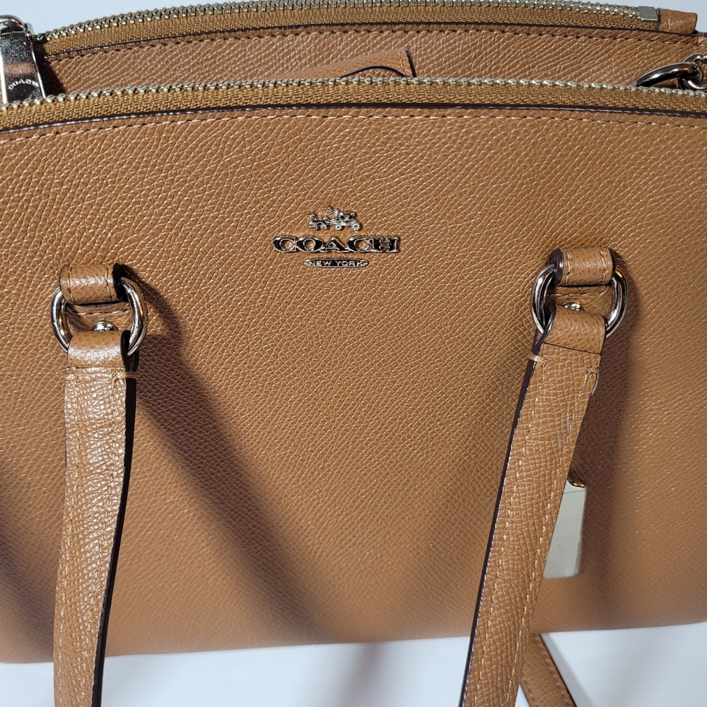Coach Stanton 26 Brown Crossgrain Leather Double Zipper Pocket Satchel Bag - Picture 15 of 17